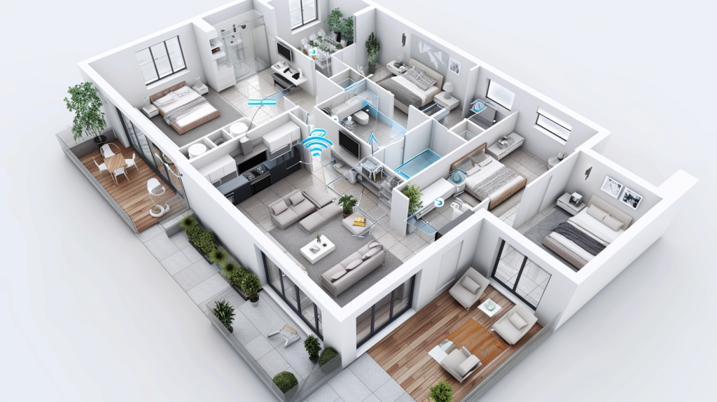 Home floorplan with sensor
