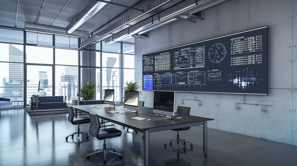 Building management system interface on large wall-mounted display