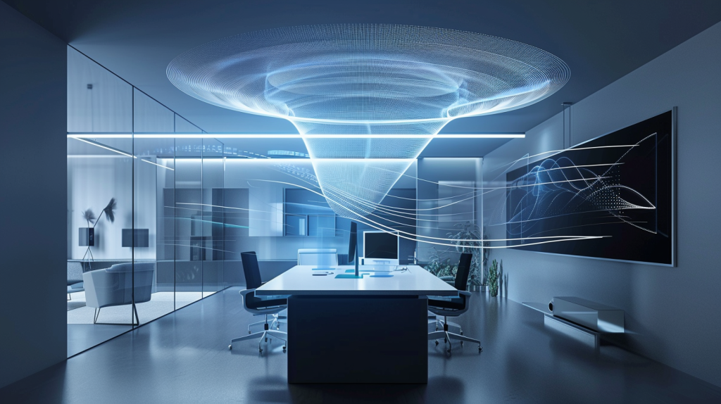 Technical diagram style image showing sound waves