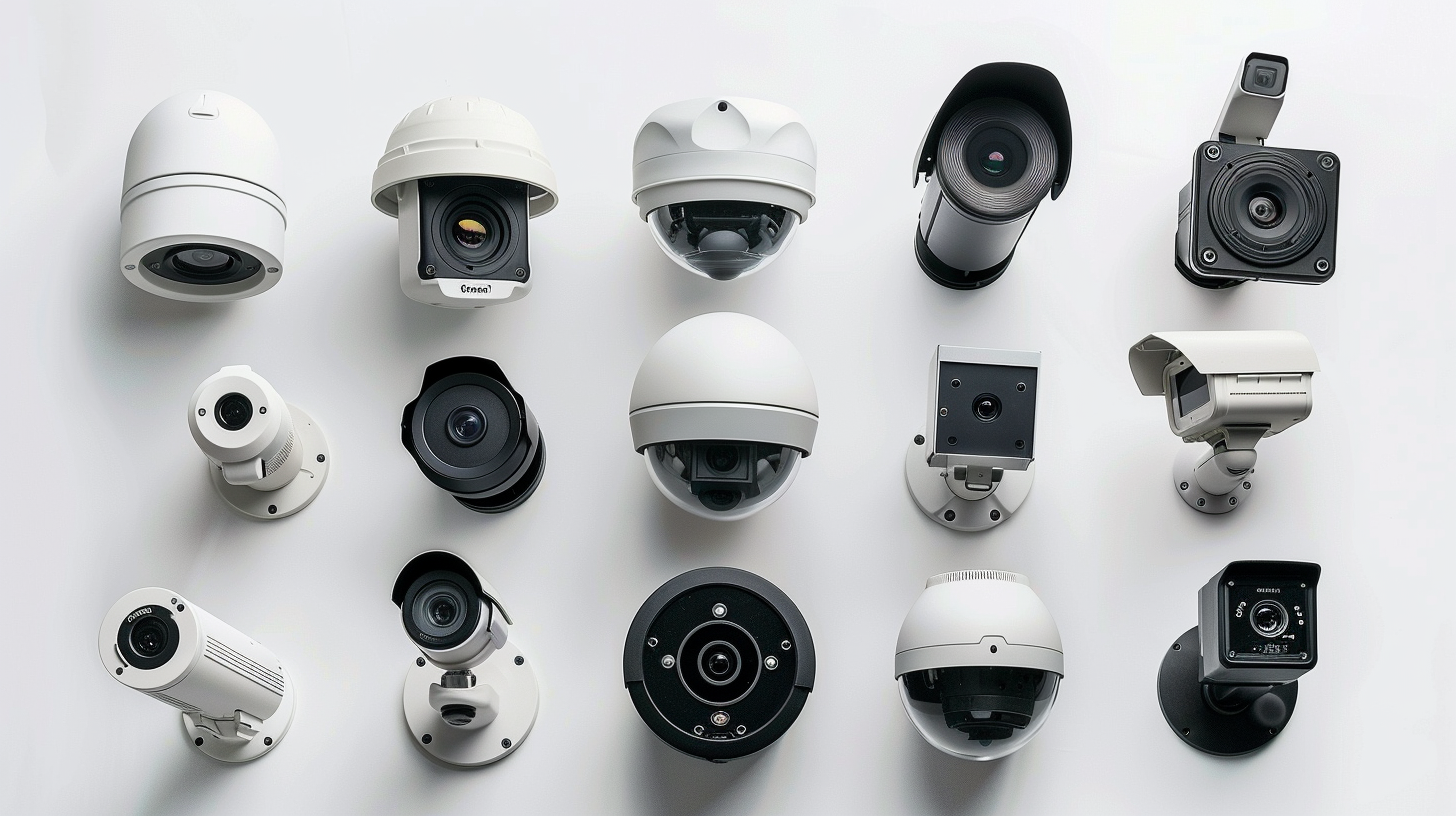 Professional product showcase displaying different commercial camera