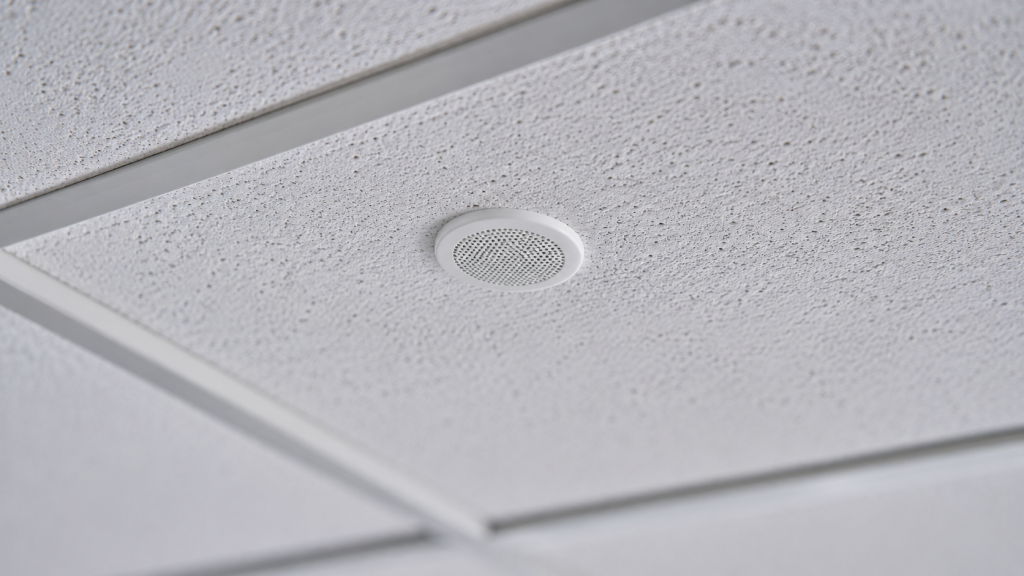 Ceiling grid and perforated speaker details