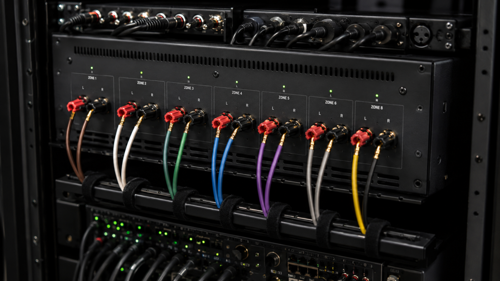 Detailed back of audio distribution unit