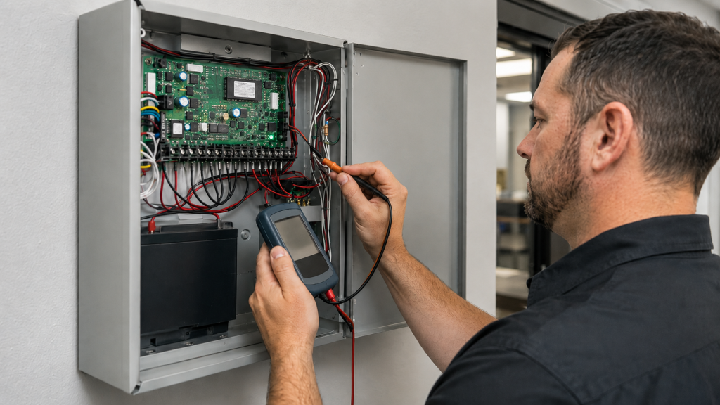 Electric panel inspection in progress