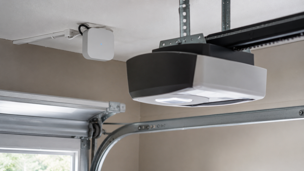Garage ceiling with opener and sensor
