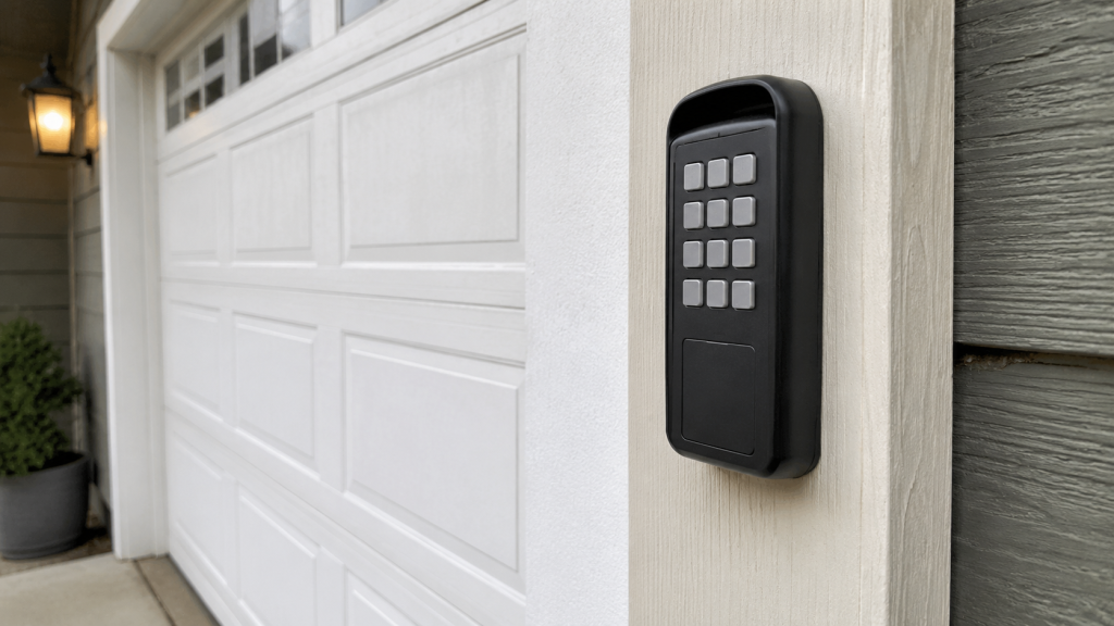 Garage entry keypad with outdoor light