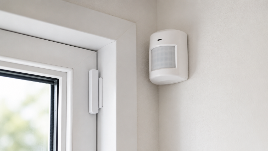 Minimal security corner in soft light