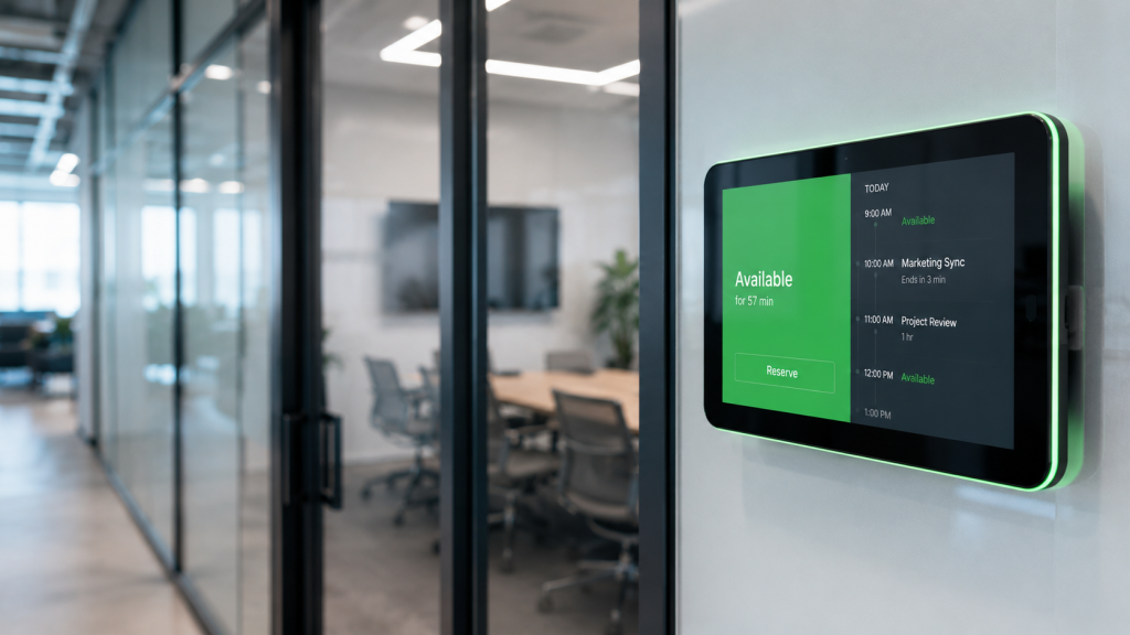 Modern office scheduling tablet display