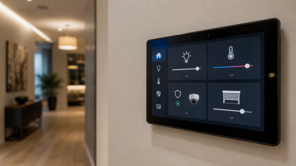 Smart home control in modern hallway