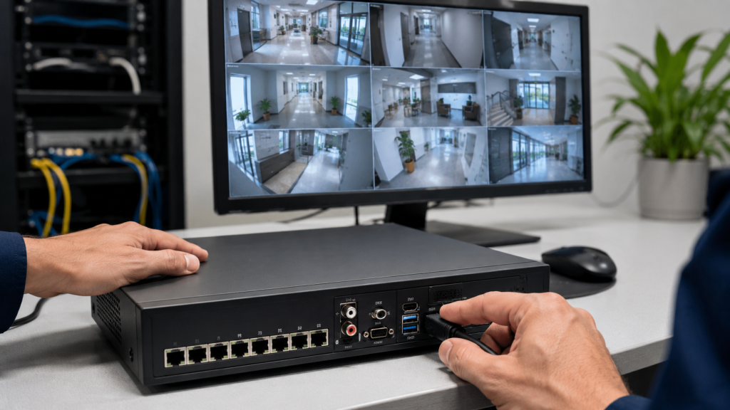 Tech-focused office surveillance setup