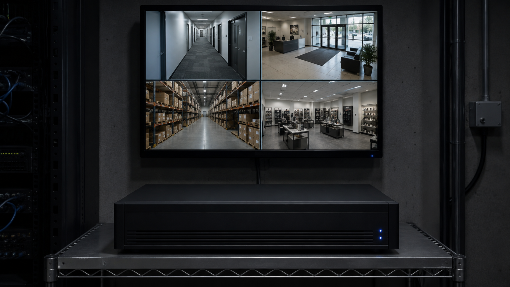 Surveillance hub in cool tones