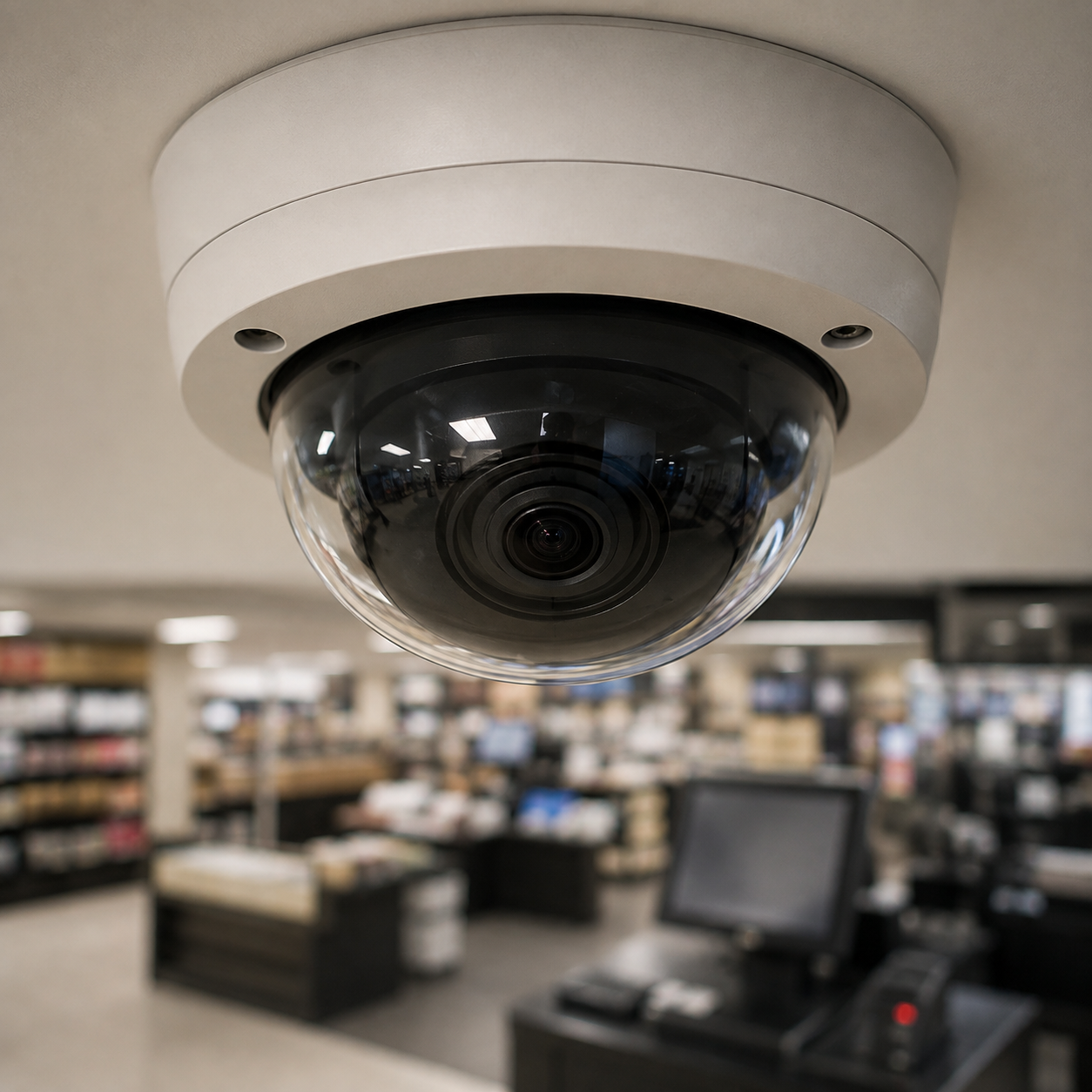 Dome Security Camera Over Retail Interior