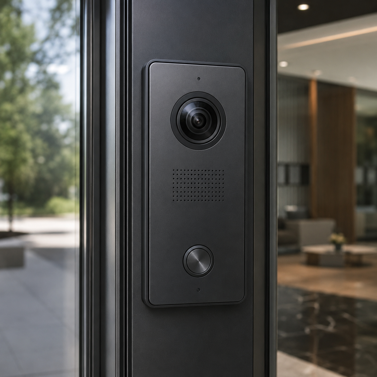 Modern Entry Intercom in Focus