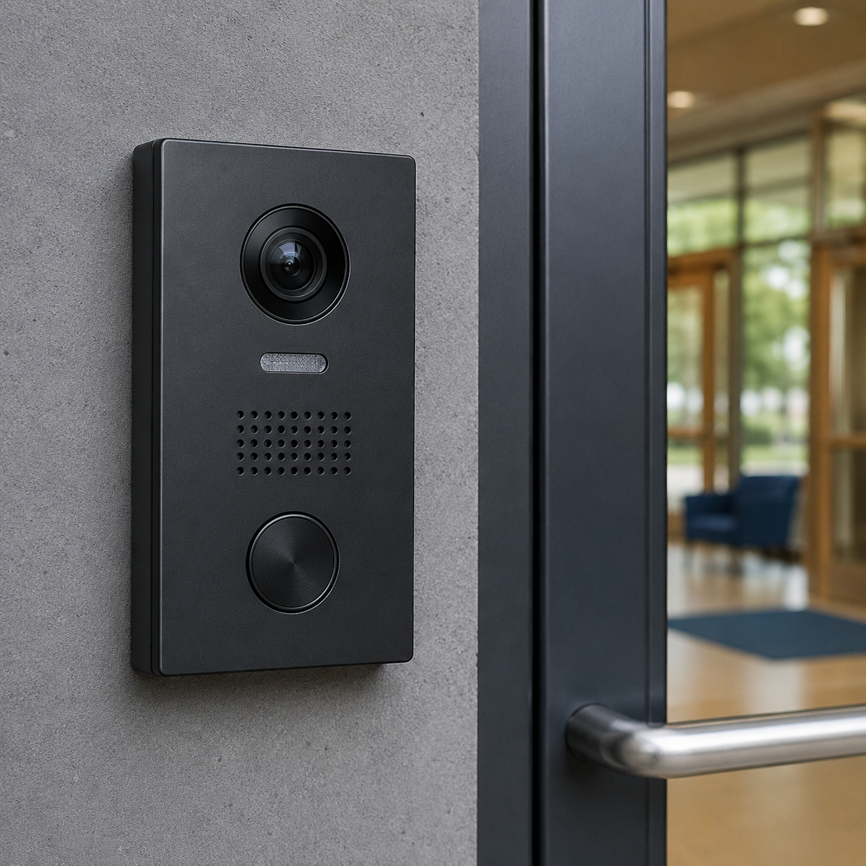 Modern entryway with intercom and bokeh Modern entryway with intercom and bokeh